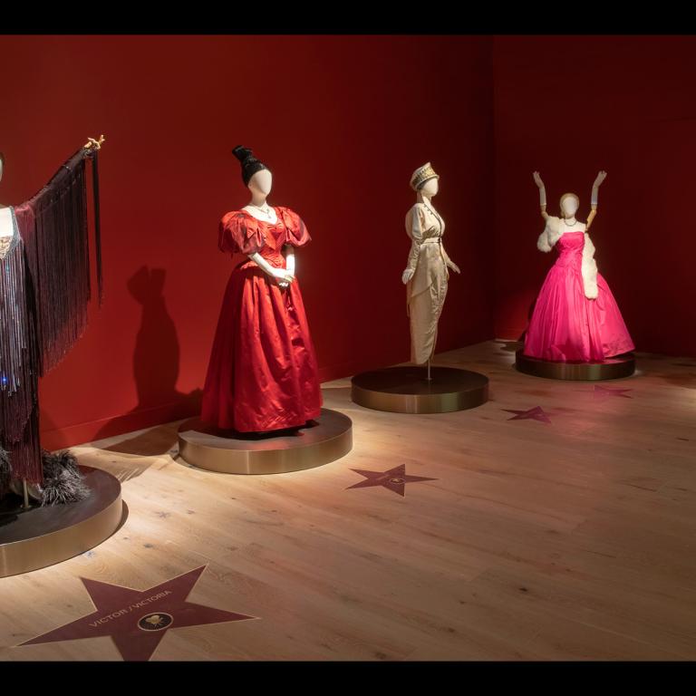 Dresses on display for Cinematic Couture exhibition at SCAD FASH