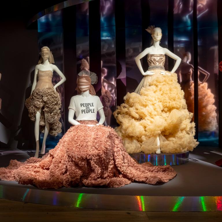 Installation view of Christian Siriano exhibit